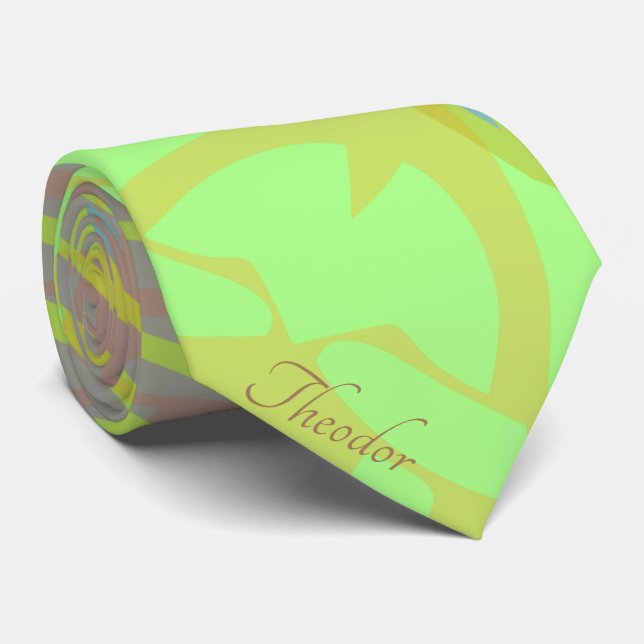 Classic Gold Butterfly Pistachio Violet Hintergrun Krawatte (Gerollt)