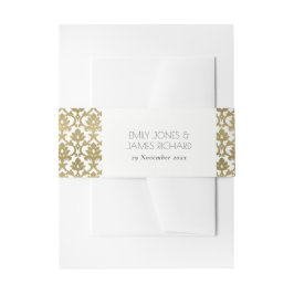 CLASSIC GOLD DAMASK FLORAL PATTERMONOGRAM EINLADUNGSBANDEROLE