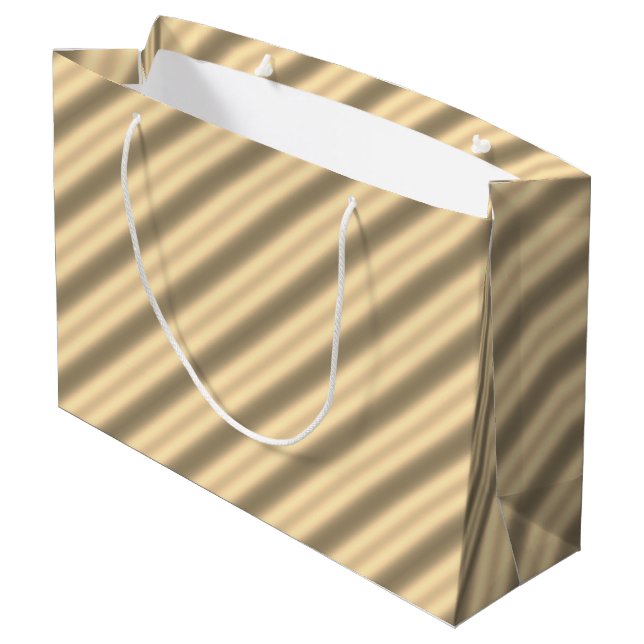 Classic Gold Diagonal Stripe Geschenktasche Große Geschenktüte (Rückseite Schrägansicht)