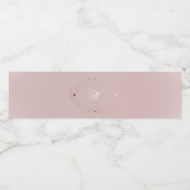 Classic Gold Dusty Rose Pink Monogram Wedding (Einzelnes Label)