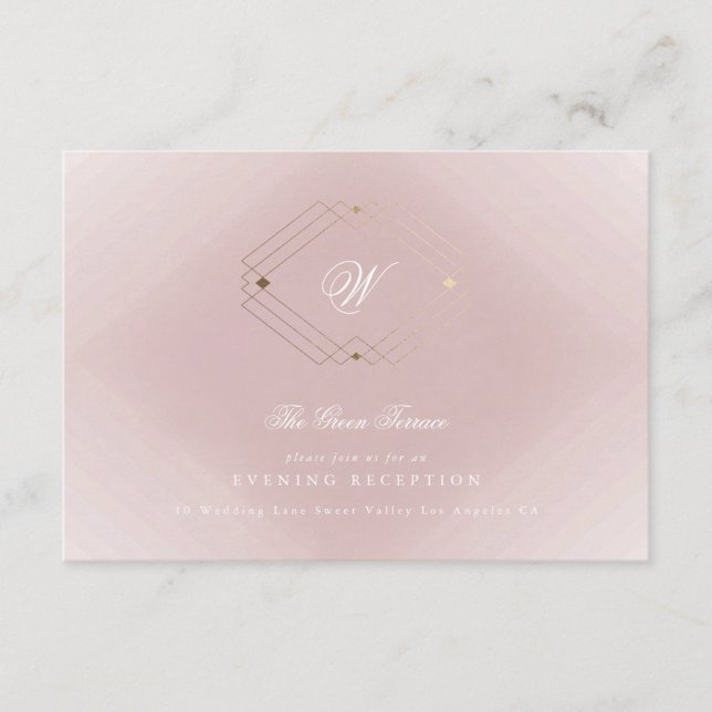 Classic Gold Dusty Rose Pink Monogram Wedding Begleitkarte (Vorderseite)
