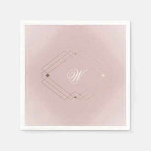 Classic Gold Dusty Rose Pink Monogram Wedding Serviette