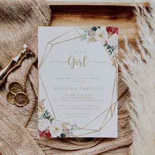 Classic Gold Floral Es ist eine Girl Baby Dusche Einladung