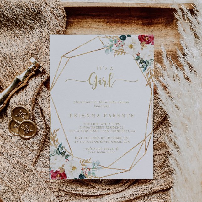 Classic Gold Floral Es ist eine Girl Baby Dusche Einladung (Von Creator hochgeladen)