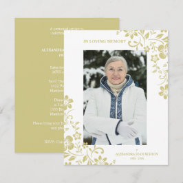 Classic Gold Floral Funeral Service Dear One Photo Mitteilungskarte