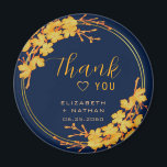 Classic Gold Floral Navy Blue Wedding Vielen Dank Magnet<br><div class="desc">Die Classic Gold Floral Navy Blue Wedding danken Ihnen, dass Tag hat einen dunkelmarineblau Hintergrund, der mit einem aufwändigen goldenen Blumenmuster und modernen Typografie geschmückt ist. Die Kombination der reichen Marine mit dem schimmernden Gold schaffen eine elegante und luxuriöse Ästhetik. Von dieser Seite aus können Sie die Sammlung sehen, um...</div>