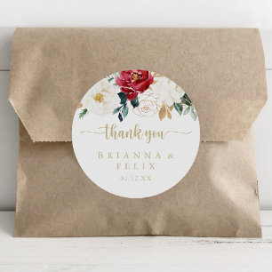 Classic Gold Floral Vielen Dank Gastgeschenk Hochz Runder Aufkleber