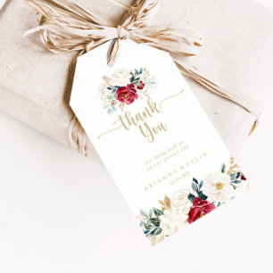Classic Gold Floral Wedding Vielen Dank Geschenkanhänger