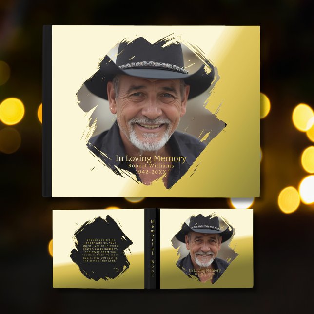 Classic Gold Foil Funeral Gästebuch Foto Memory (Von Creator hochgeladen)