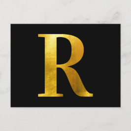 Classic Gold Foil Monogramm R auf Schwarz Postkarte