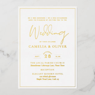 Classic GOLD FOIL White Elegante Hochzeit Folieneinladung