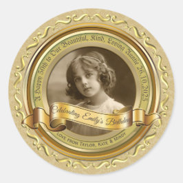 Classic Gold Foto Frame Elegantes Banner Gelb Runder Aufkleber