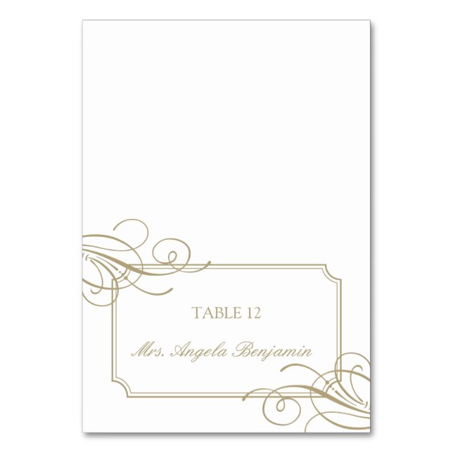 Classic Gold Frame Luxury Platzkarte Tischnummer (Vorderseite)