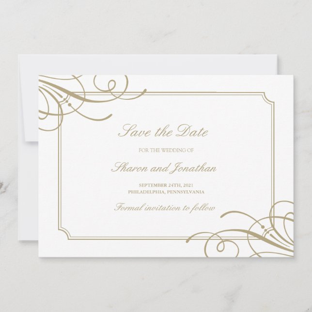 Classic Gold Frame Luxury Wedding Save The Date (Vorderseite)