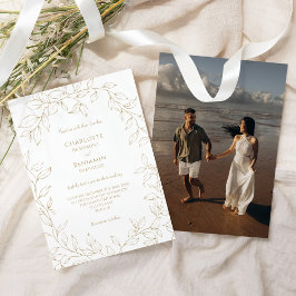 Classic Gold Greenery Wedding Foto Einladung