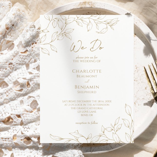 Classic Gold Greenery Wir laden Sie zu Hochzeiten  Einladung (Von Creator hochgeladen)