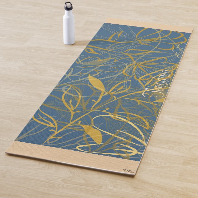 Classic Gold Leaf Blue Background Yogamatte (Beispiel)
