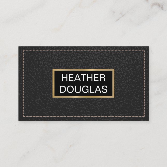 Classic Gold Metallic | Schwarz Stielleder Visitenkarte (Vorderseite)