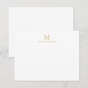 Classic Gold Moderne Monogramme Carte Note Initial