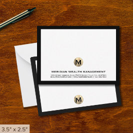 Classic Gold Monogram Financial Planner Note Card Mitteilungskarte