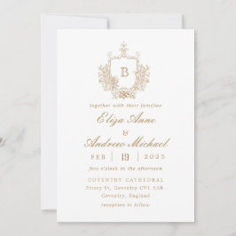 Classic Gold Monogram Wappen Hochzeitseinladung Einladung