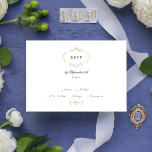Classic Gold monogramm Website QR CODE BACK Hochze RSVP Karte