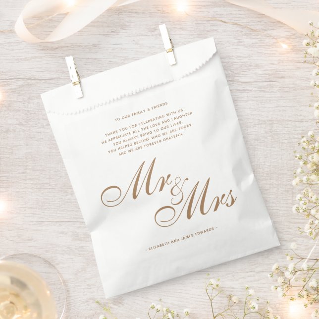 Classic Gold Mr. und Mrs. Wedding Dankeschön Nachr Geschenktütchen (Ausgeschnitten)