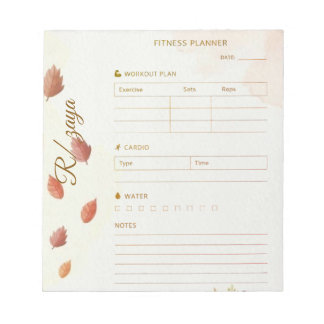 Classic gold pastel cute leaves fittness Planner  Notizblock