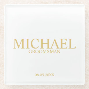 Classic Gold Personalisiert Trauzeugen Glasuntersetzer