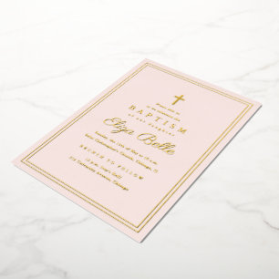 Classic Gold Religious Baptism & Christening Folieneinladung