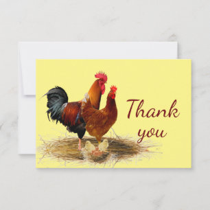 Classic Gold Rooster Chicken Farm Vielen Dank Dankeskarte