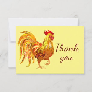 Classic Gold Rooster Chicken Farm Vielen Dank Dankeskarte