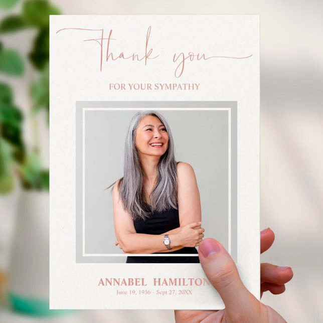 Classic Gold Script Beileid Vielen Dank Foto Einladung (Von Creator hochgeladen)