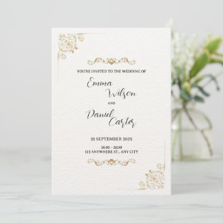 Classic & Gold Scrolls Faire-part de mariage