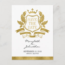 Classic Gold Wappen Save the Date Postkarte