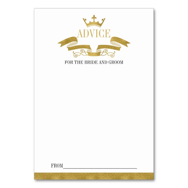 Classic Gold Wappen Wedding Advice Card Tischnummer (Vorderseite)