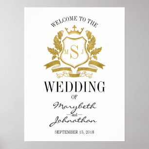 Classic Gold Wappen Wedding Welcome Poster Sign