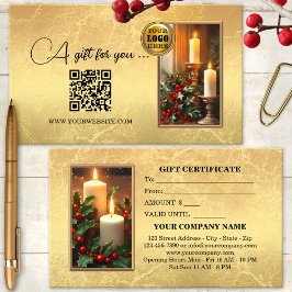 Classic Gold Weihnachtskerzen Holly Geschenkkarte Rabattkarte