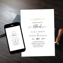 Classic Gold White NIKAH Print oder Digital Weddin