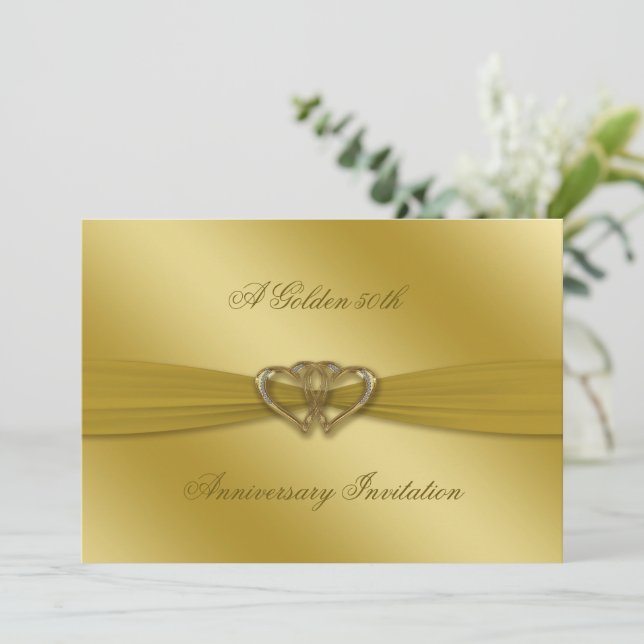 Classic Golden 50. Hochzeitstag 12x18 Einladung (Stehend Vorderseite)
