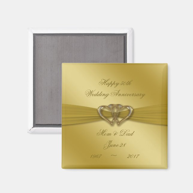Classic Golden 50e Mariage Anniversaire Magnet (Recto/Verso)