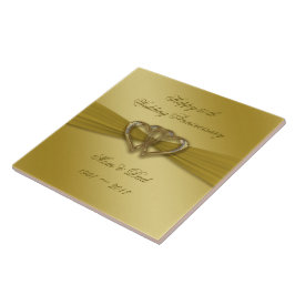 Classic Golden 50th Wedding Anniversary Tile Fliese