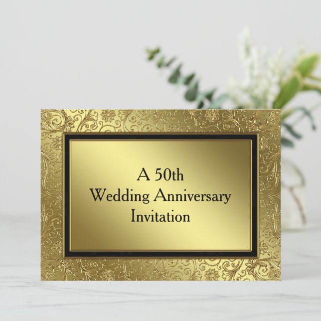 Classic Golden Wedding Anniversary 12x18 Einladung (Stehend Vorderseite)