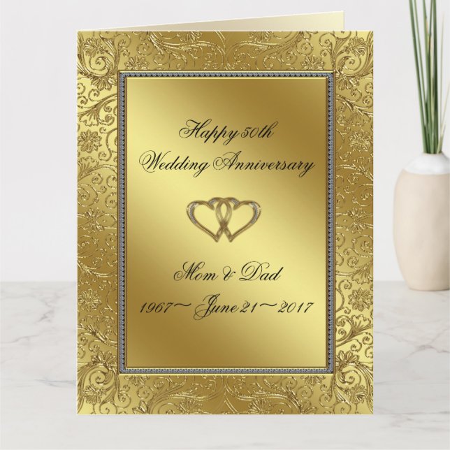 Classic Golden Wedding Jubiläum 8.5x11 Karte (Vorderseite)