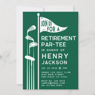 Classic Golf Clubs Retirement Party Green Einladung