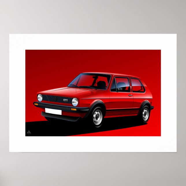 Classic Golf GTI mk1 Poster Illustration (Vorne)