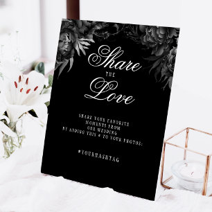 Classic Gothic Black Wedding Hashtag Sockelschild