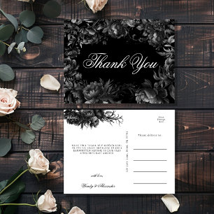 Classic Gothic Black Wedding Vielen Dank Postkarte