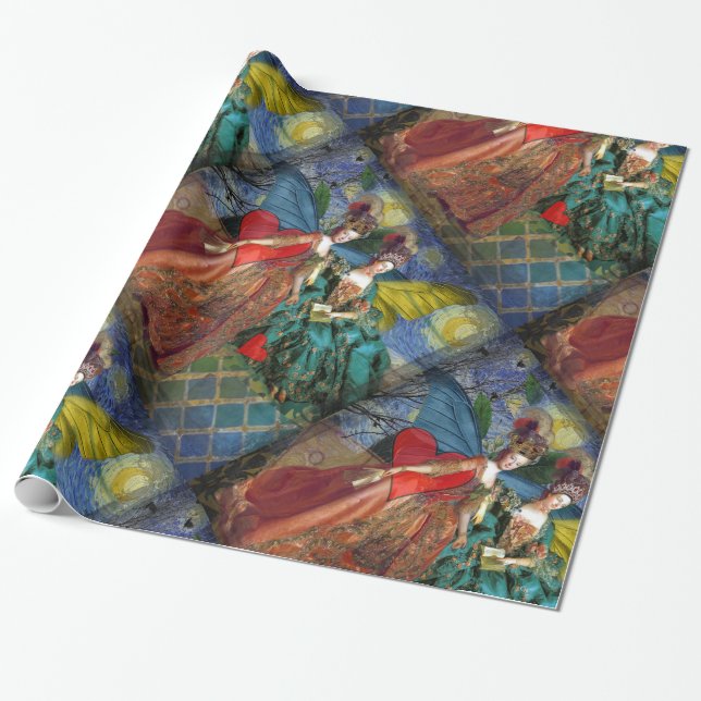 Classic Gothic Gemini Whimsical Butterfly Weibchen Geschenkpapier (Ungerollt)