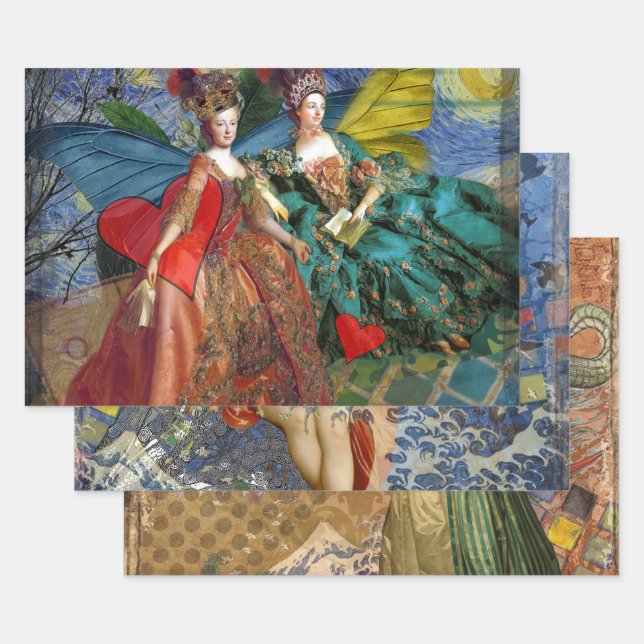 Classic Gothic Gemini Whimsical Butterfly Weibchen Geschenkpapier Set (Set)